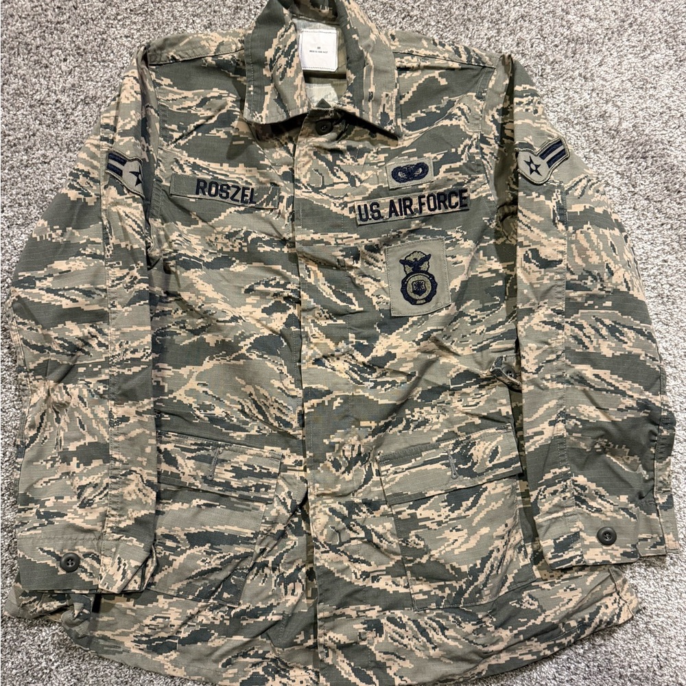 US Military Tiger Stripe Air Force Camo‎ Combat Coat 8R Shirt Maternity Utility